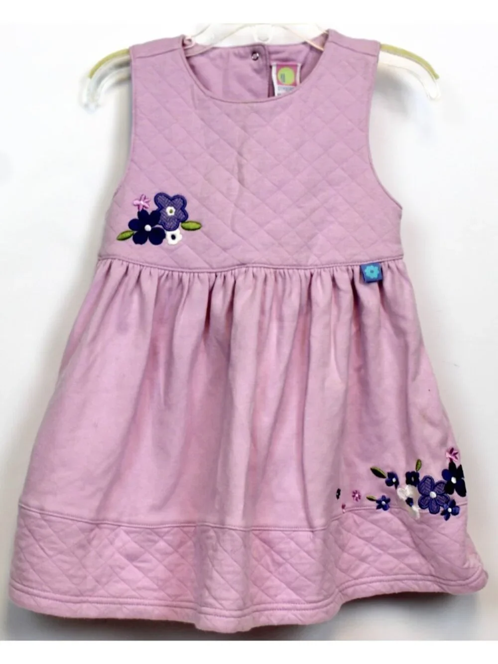 2001 Gymboree Sweet Chic 4pc Set 18-24m Lavender Dress Diaper Cover Tights Hat - Picture 2 of 16